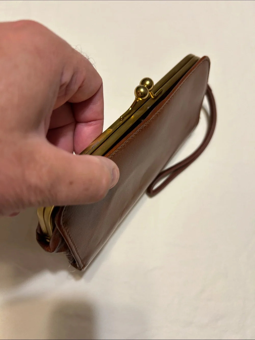 margot Brown Leather Wristlet Wallet with Gold Tone Hardware